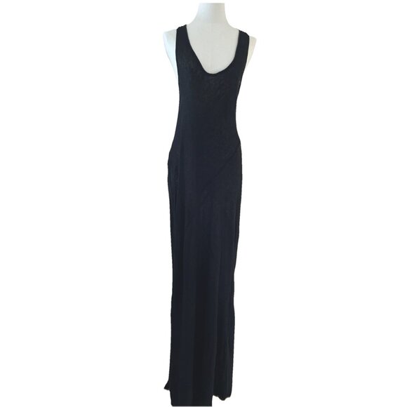 IMPROVD Linen Maxi Tank Dress Size Small Black Patchwork Lagenlook Goth 67” Long - Picture 1 of 12